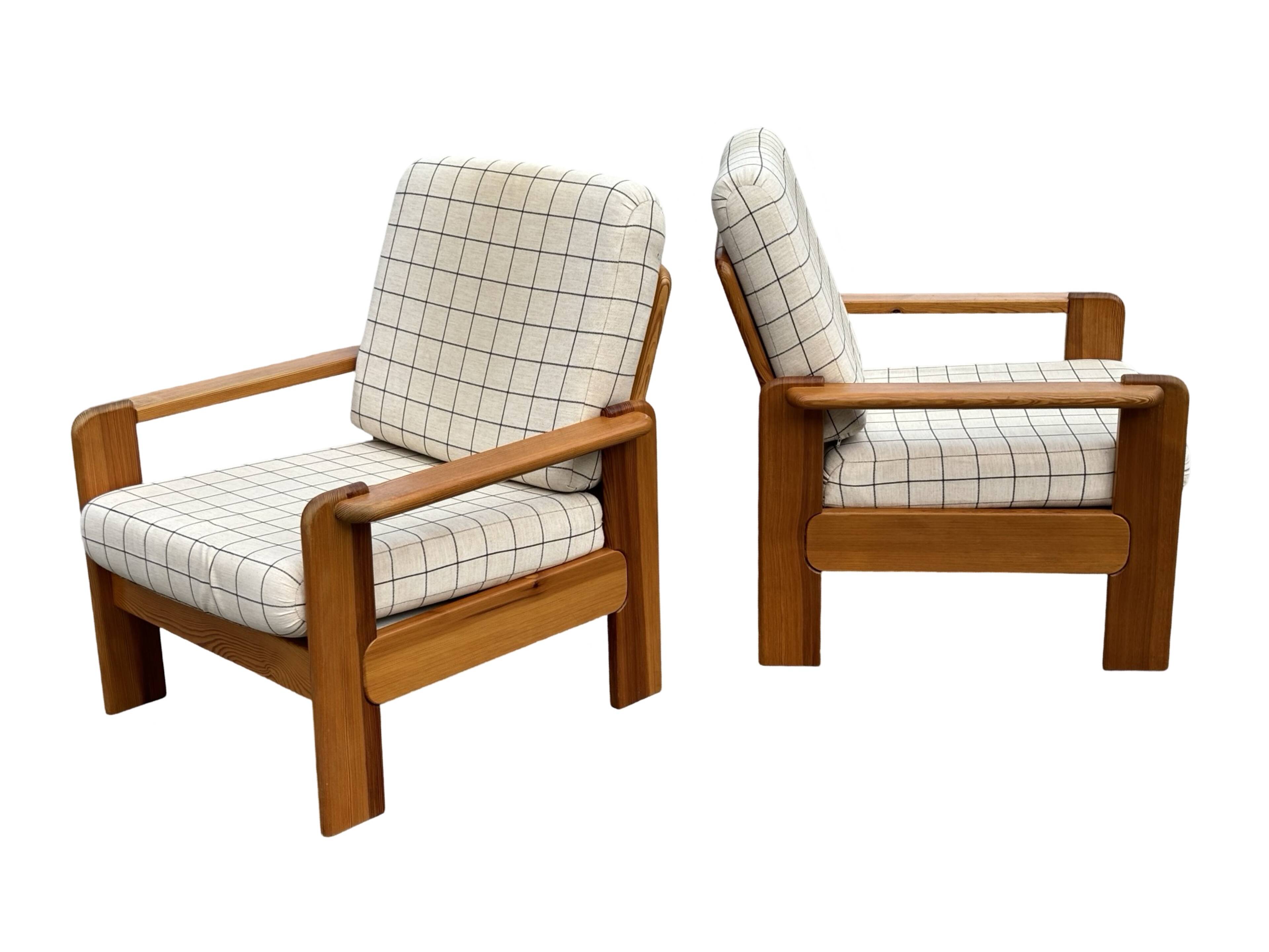 Vintage armchair set of 2 pinewood pine 70s design
