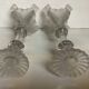 Pair of antique Val Saint Lambert griffin candlesticks