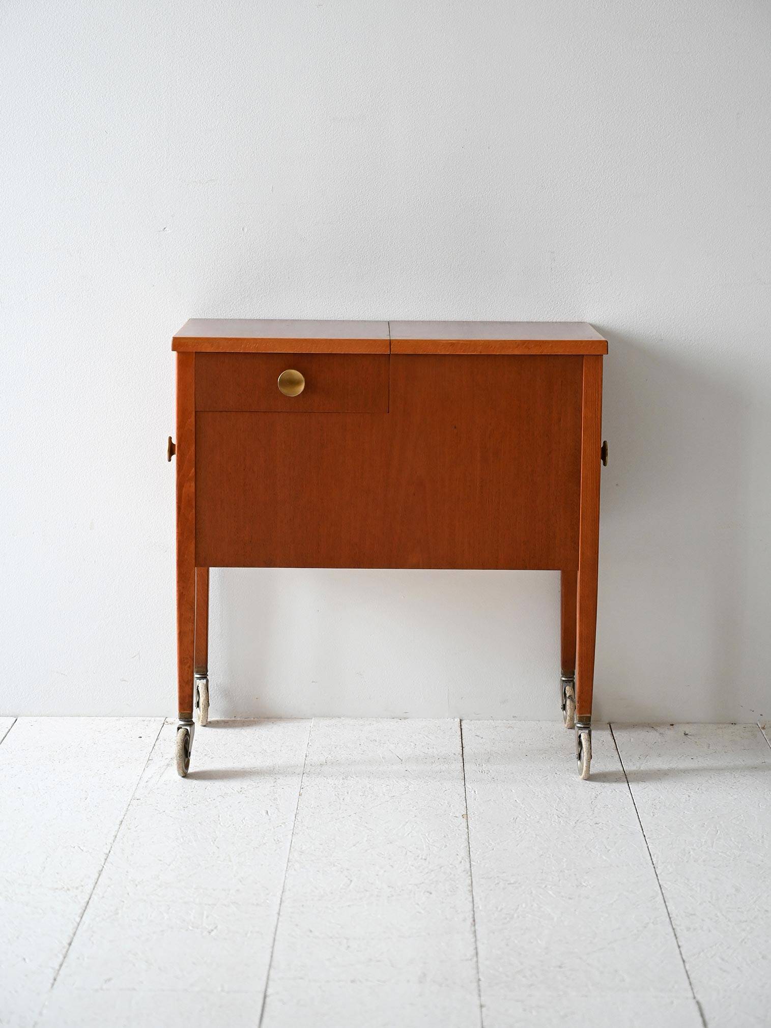 Scandinavian Vintage Mahogany Storage Trolley