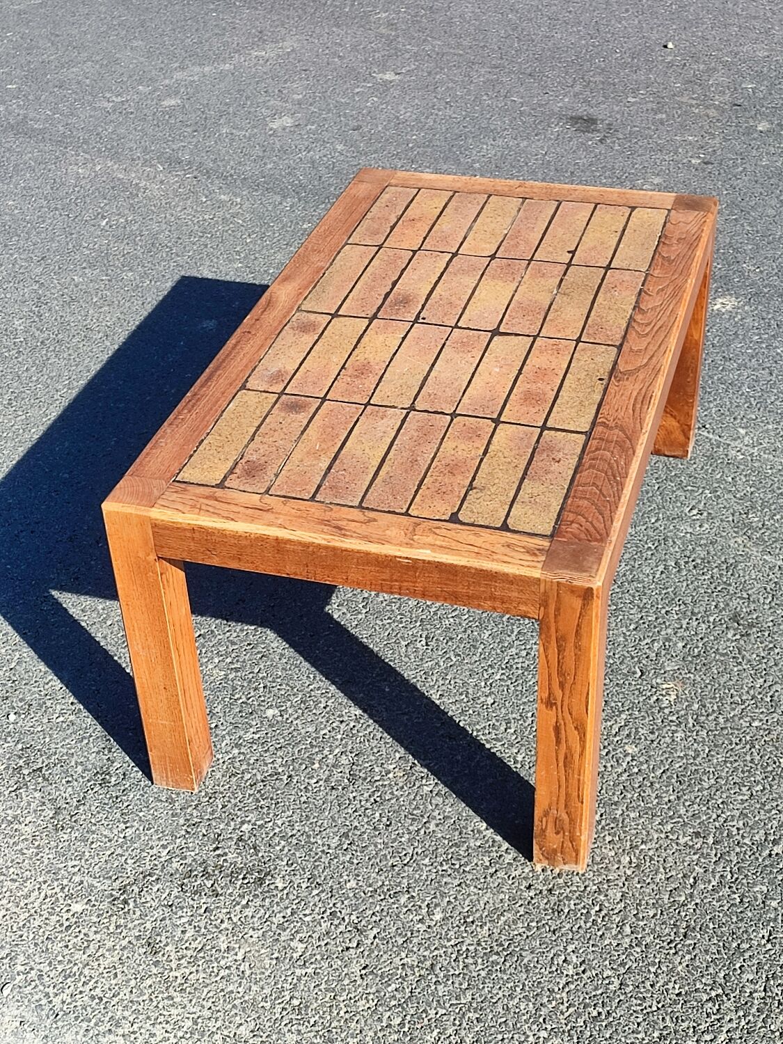 Wood stoneware coffee table