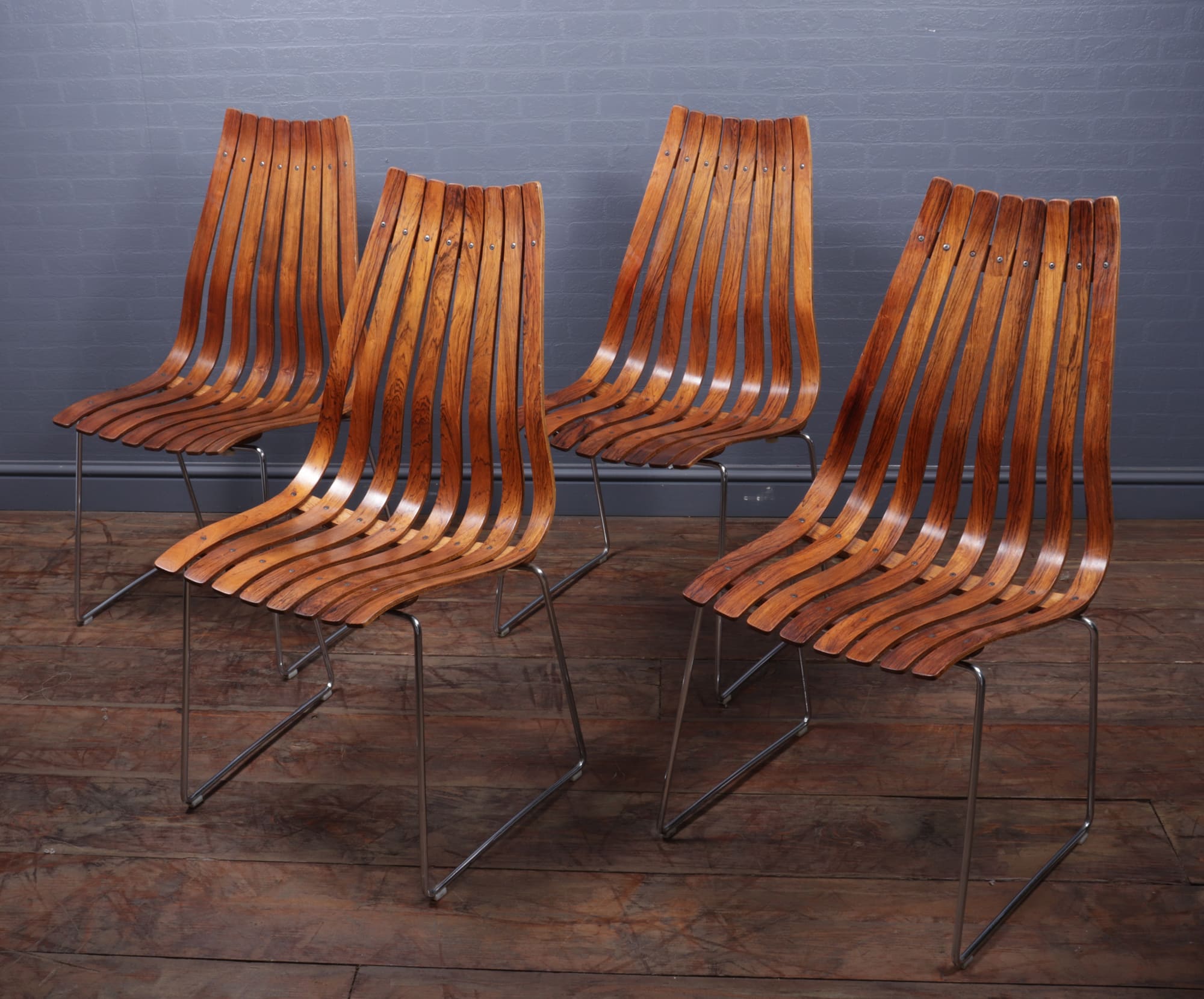 Set of 4 mid century dining chairs by Hans Brattrud for Hove Mobler