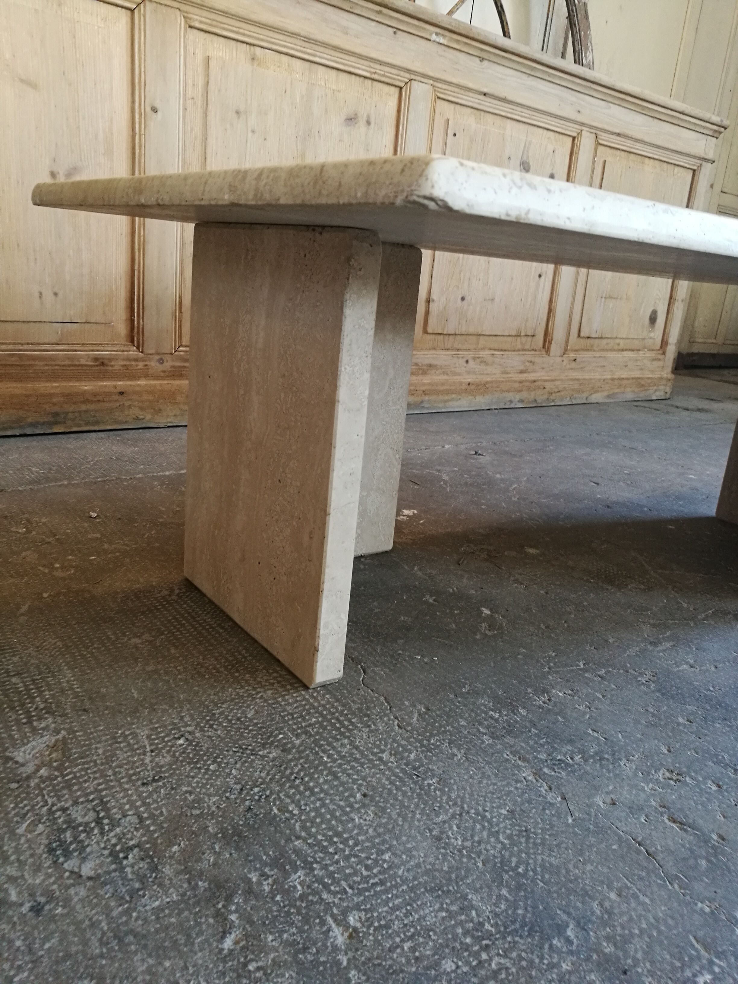 Rectangular travertine coffee table