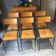 6 vintage school chairs compass feet