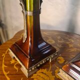 pair of antique Austrian bronze candlesticks, Art Nouveau style,