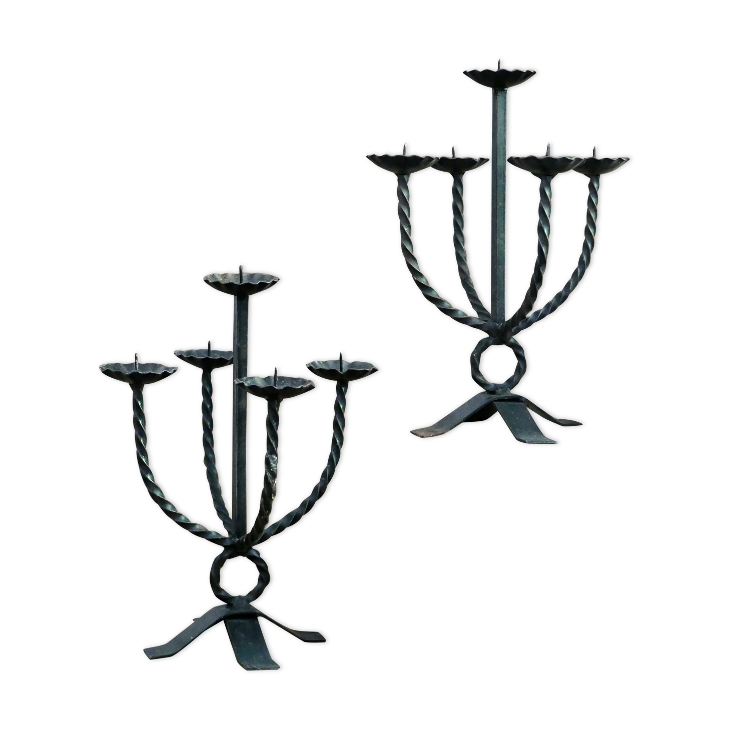 Paire de chandeliers à cinq branches, années 50
