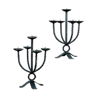 Pair of five-pointed candlesticks, 50s