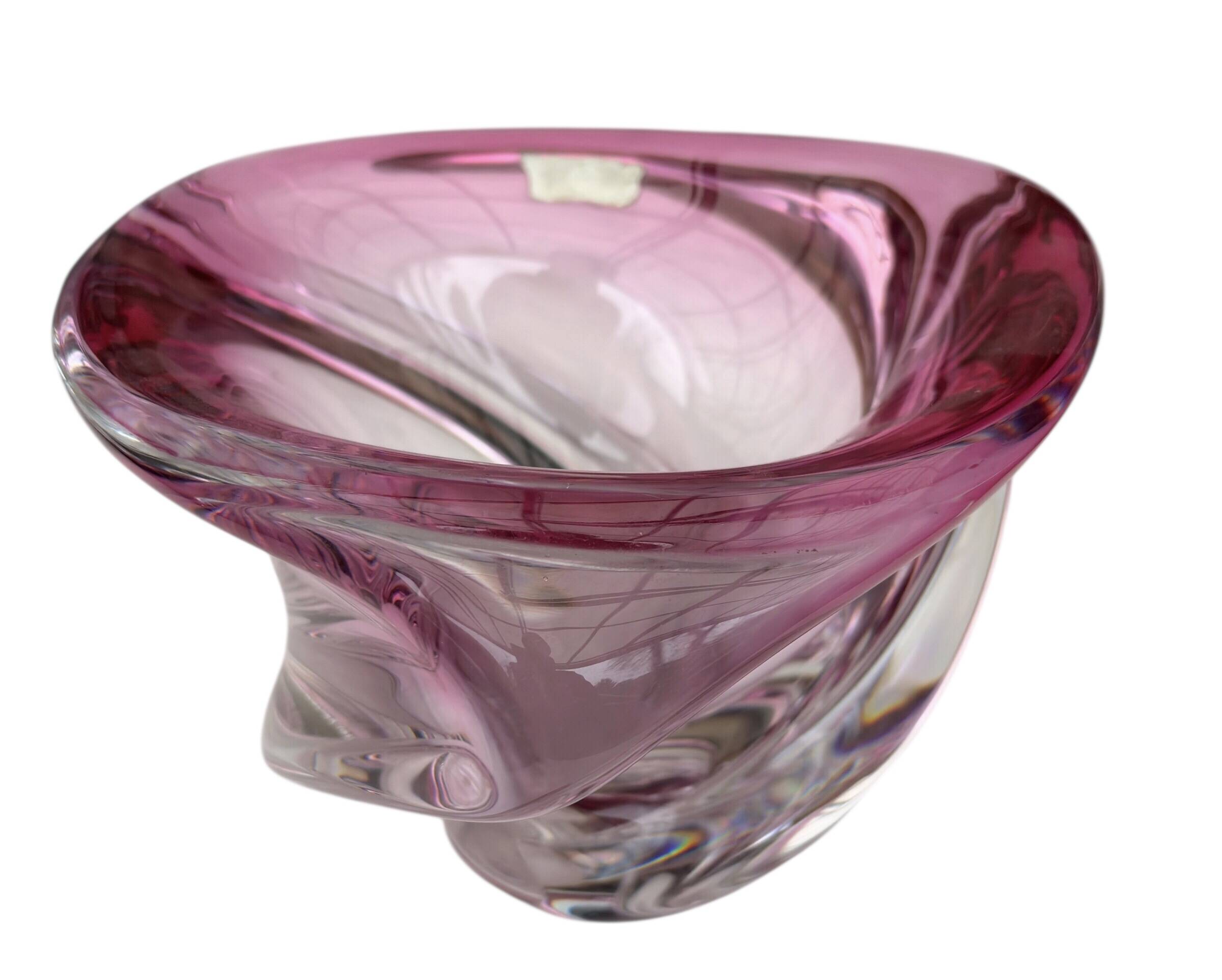 Vase Wave Val-Saint-Lambert ruby submerged design Delvenne 1950