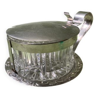Sucrier verre ciselé et metal