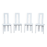 Italian Ycami white leather sculptural highback chairs, 1980s