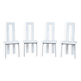 Chaises italiennes sculpturales à dossier haut en cuir blanc Ycami, années 1980