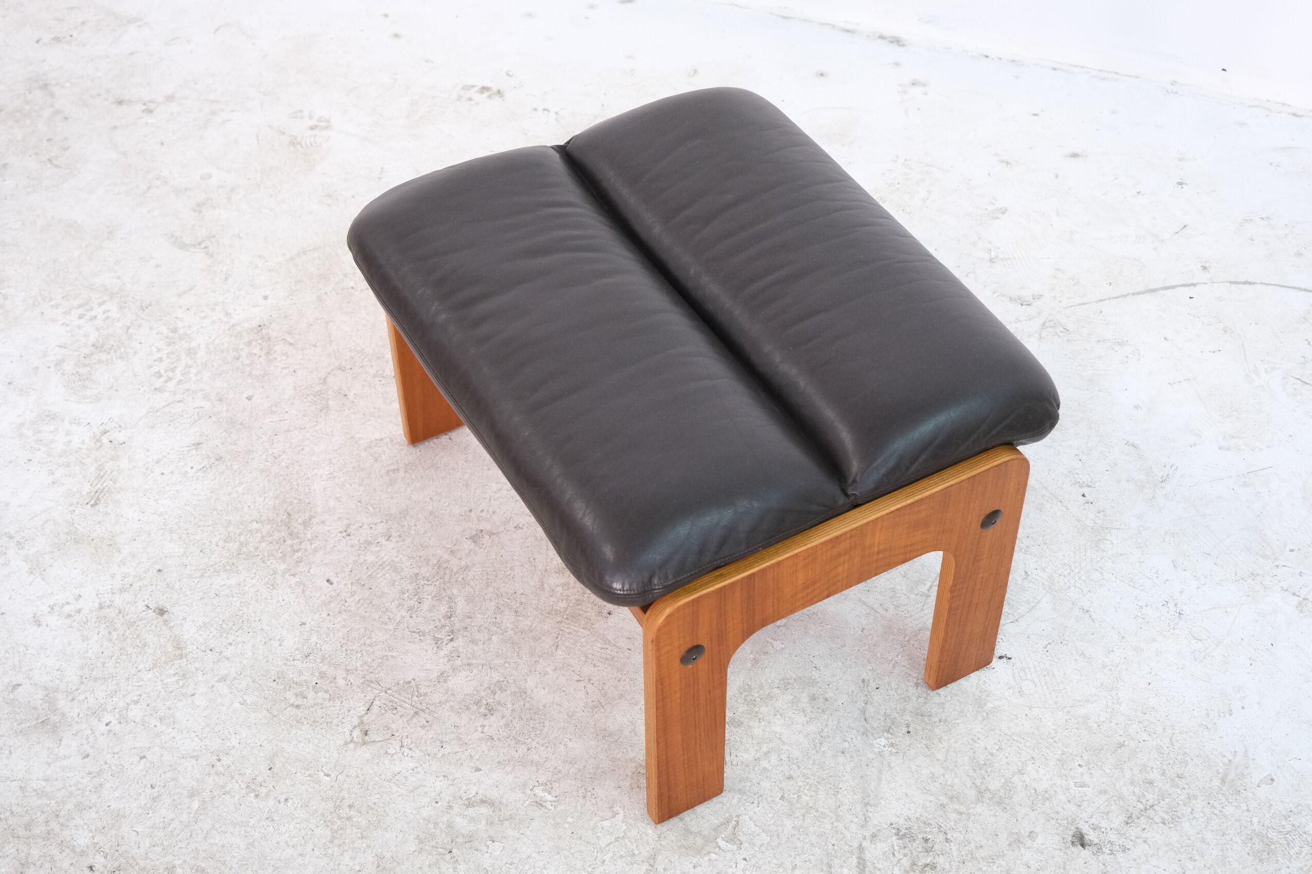 Mid-Century Leather Ottoman, 1970s