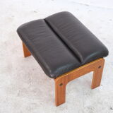 Mid-Century Leather Ottoman, 1970s