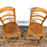 Pair of wooden chair bistro bistro vintage retro bohemian beech light