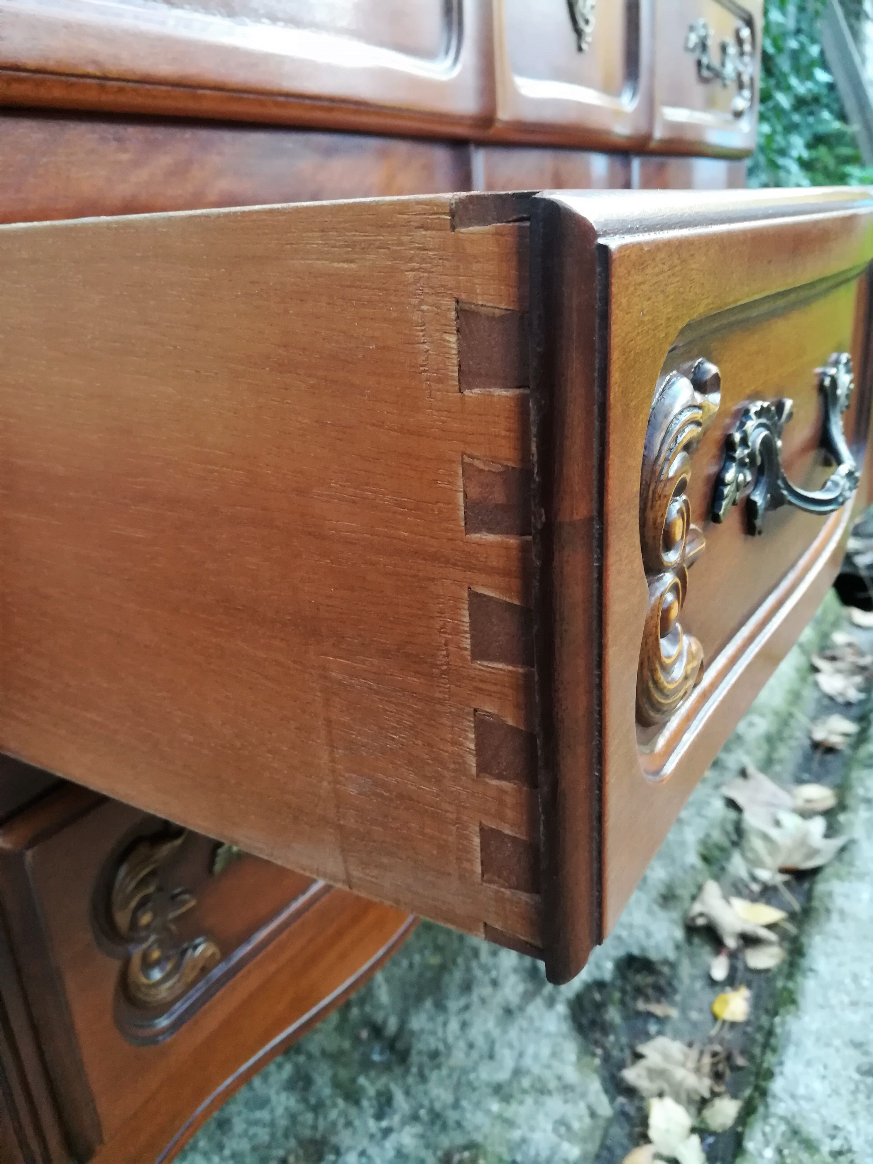 Louis XV style crossbow chest of drawers in cherry wood