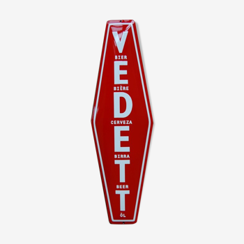 Tôle émaillée publicitaire pour la célèbre marque de bières belges vedett (duvel)