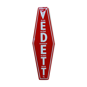 Tôle émaillée publicitaire pour la célèbre marque de bières belges vedett (duvel)