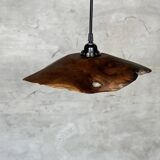 Small pendant light in corrugated teak leaf (Small D:30 H:20)