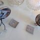 Pair of structured glass and chrome metal, 60s