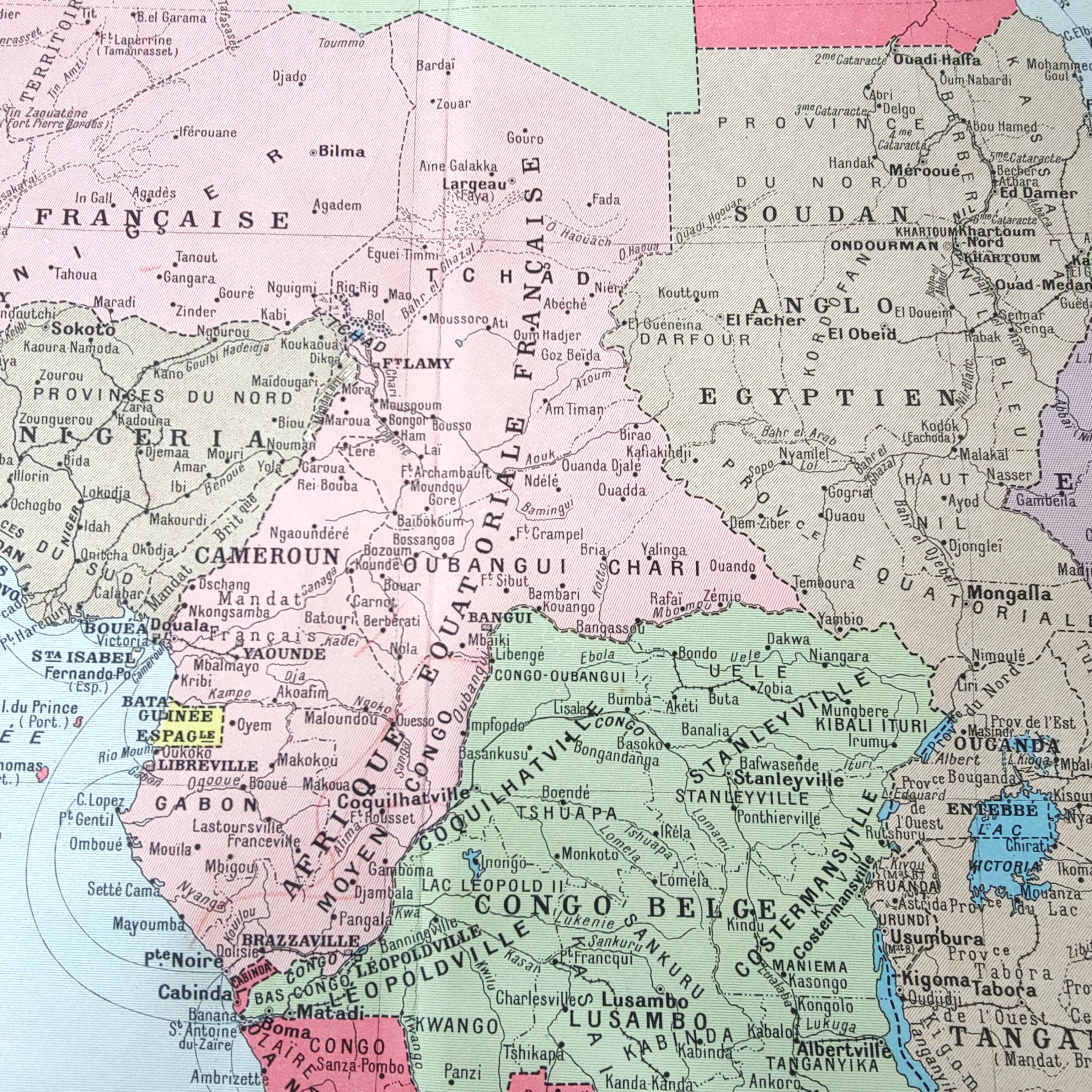 Old Africa map 43x43cm from 1950