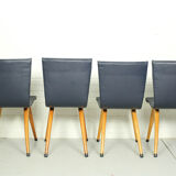 Ensemble de 6 chaises de salle à manger en similicuir Cor van Os modèle Swing, années 1960
