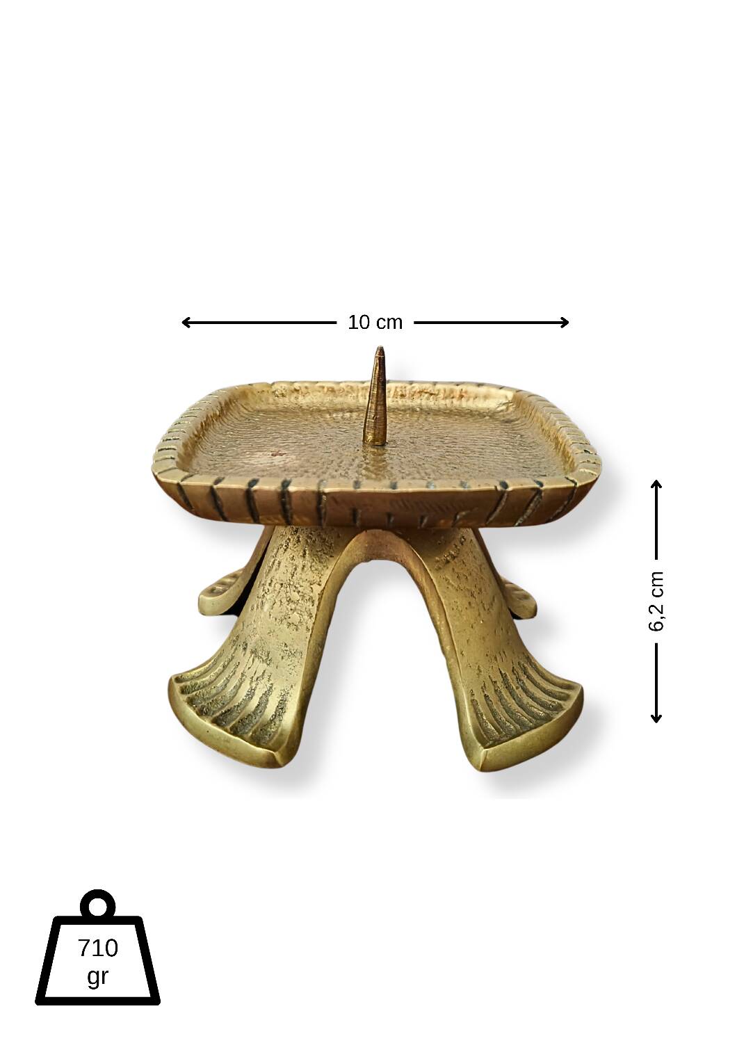 Bougeoir brutaliste en laiton