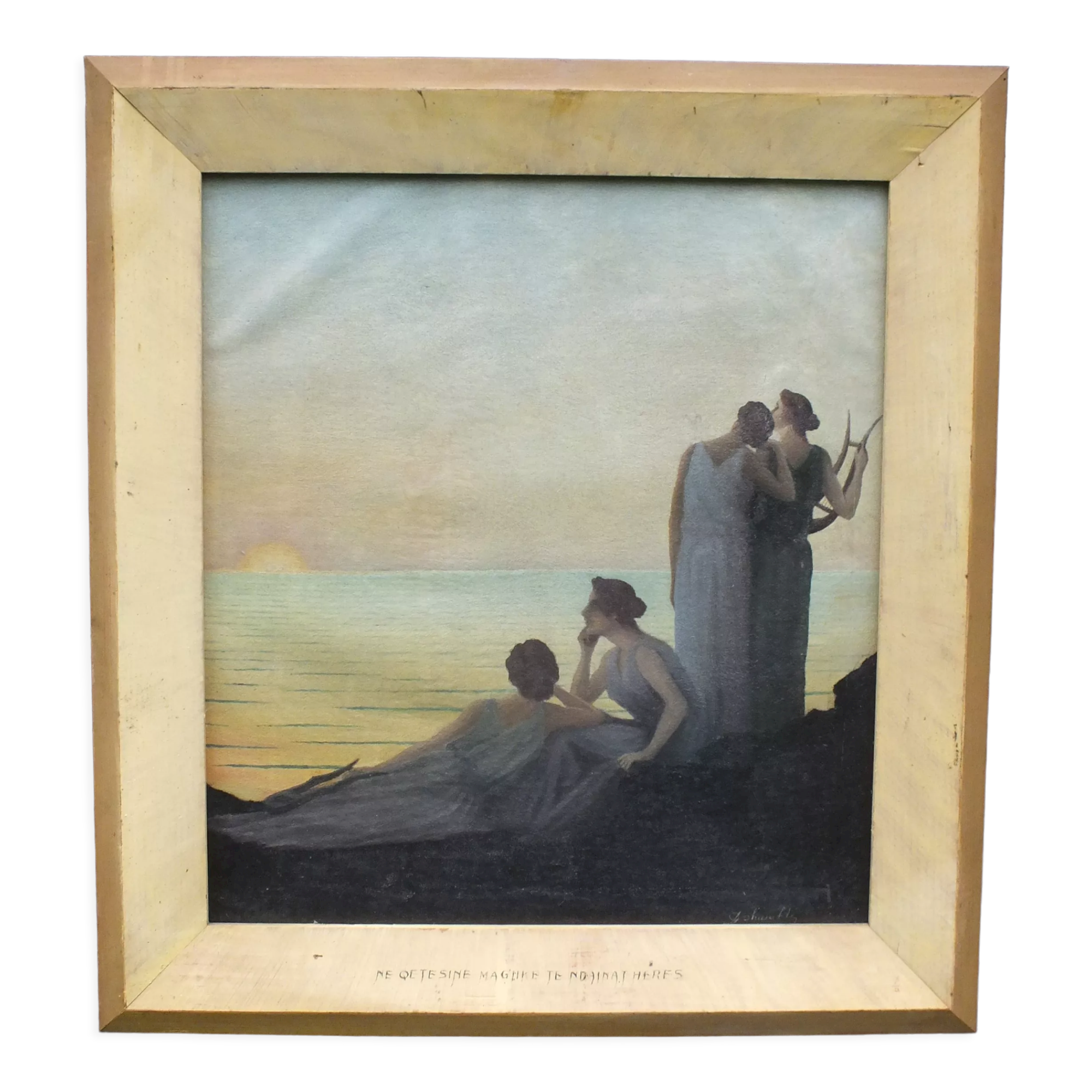 Soir antique, after Alphonse Osbert, oil on canvas signed framed