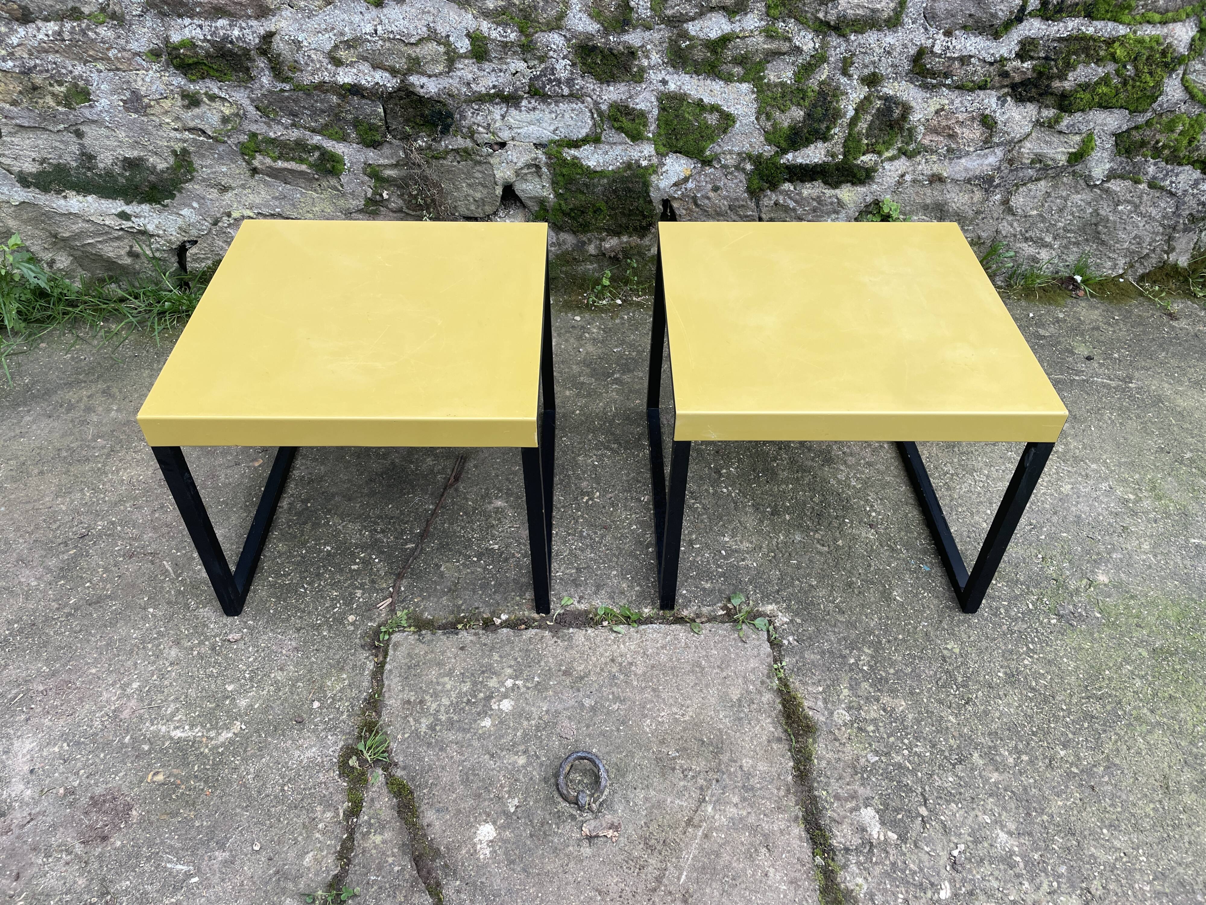 Pair of green and black metal side tables by Habitat