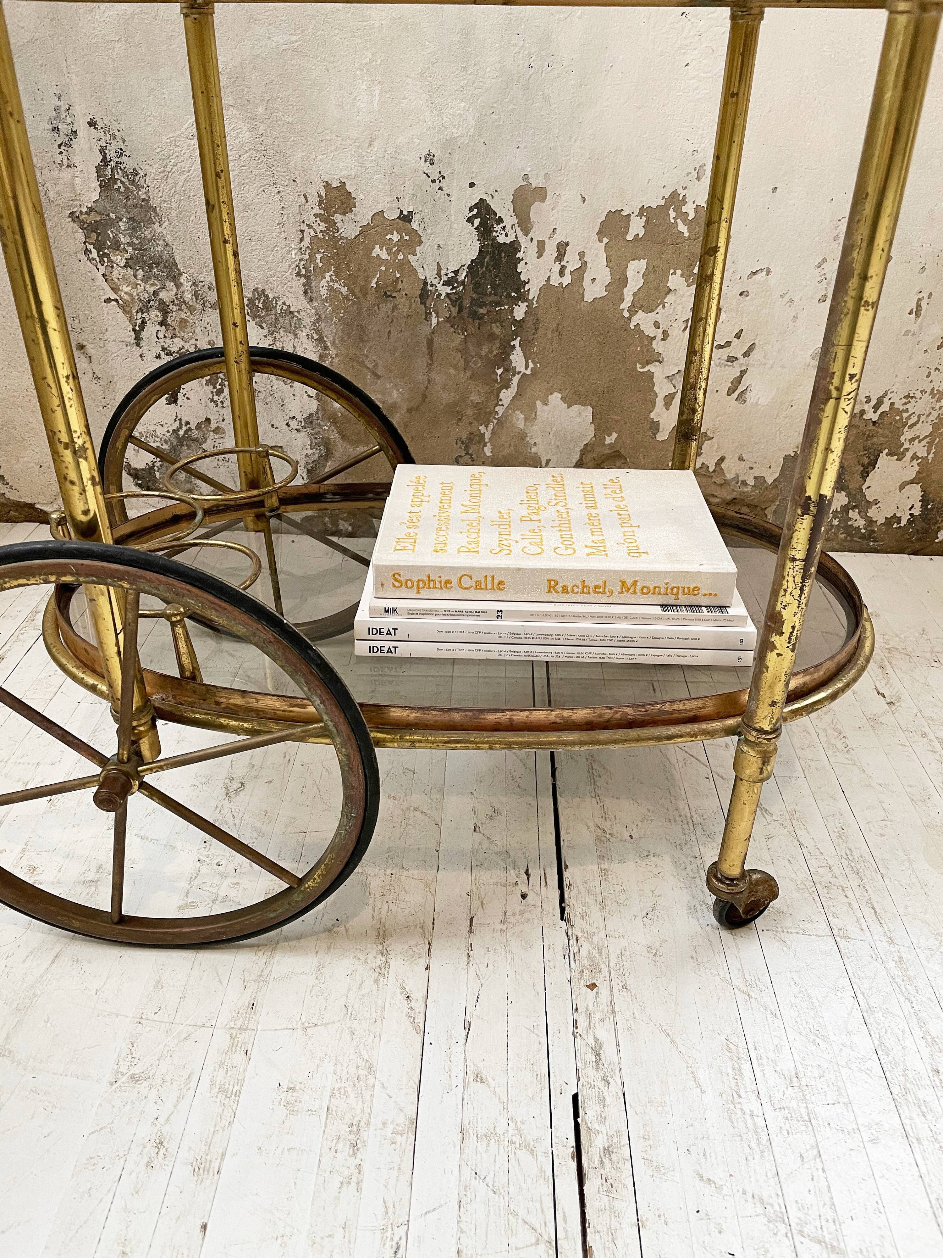 Cart serves brass bar