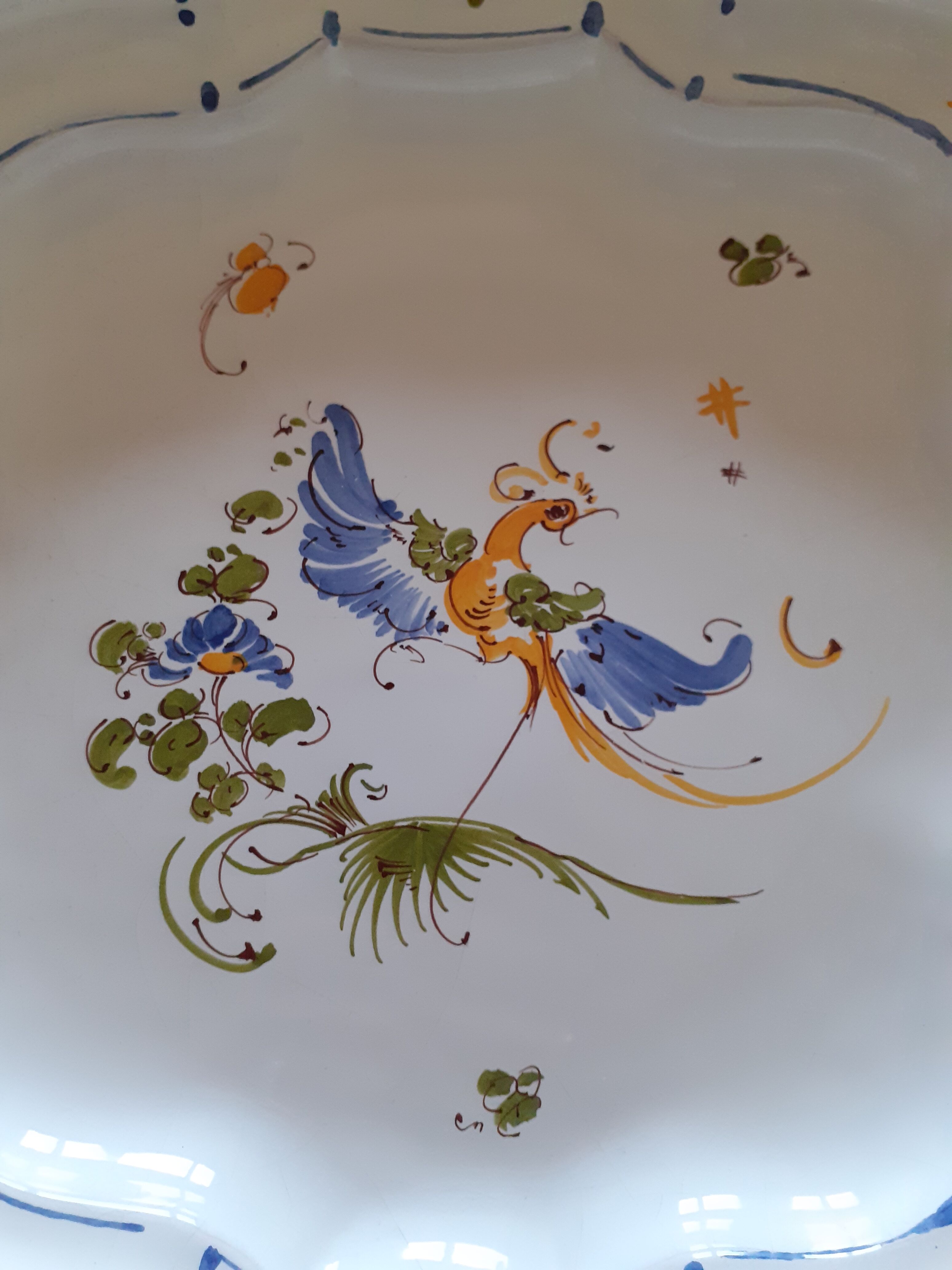 Decorative plate in moustiers earthenware