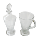 Old wine decanter and matching water pitcher - Crystal - Square model