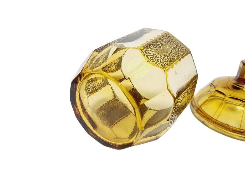 Art Deco oroplastic candy dish from Moser, Czechoslovakia, 1930s
