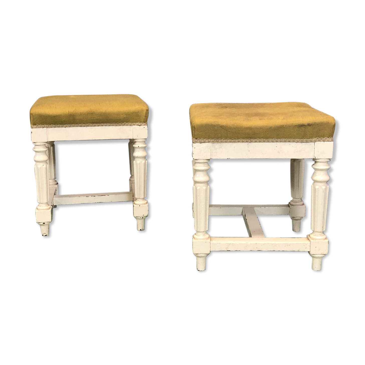 Pair of Louis Philippe stools painted white, late 19th century