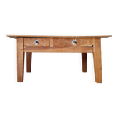 Table basse de ferme ancienne - 2 tiroirs