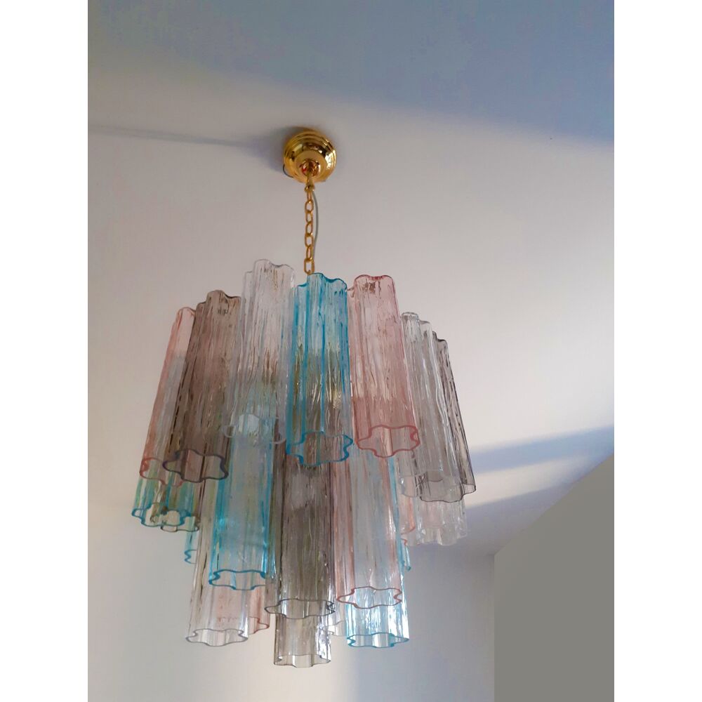 Multicolour “tronchi” murano glass chandelier d50