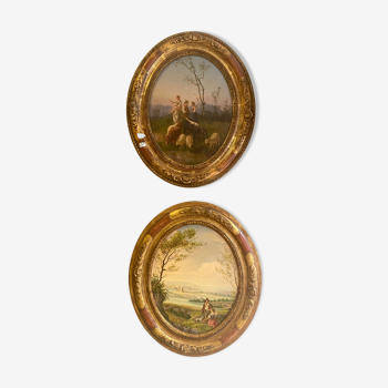 Lot de 2 tableaux anciens