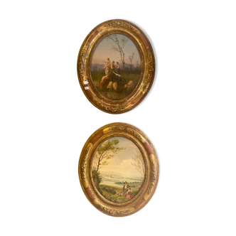 Lot de 2 tableaux anciens