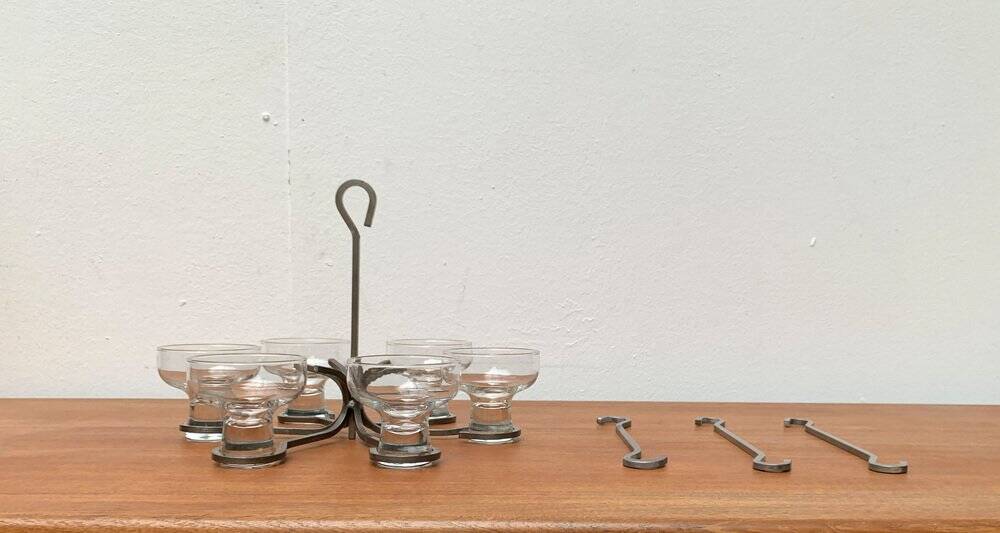 Mid-century metal and glass candle holder suspension from Denmark, 1960s.