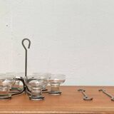 Mid-century metal and glass candle holder suspension from Denmark, 1960s.