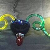 Pair of multicolored murano glass sconces, two arm, Sylcom italy