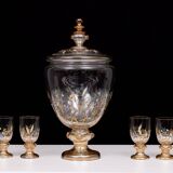 Stunning Antique Enameled Glass serving set for fruit, dessert or punch. 1880