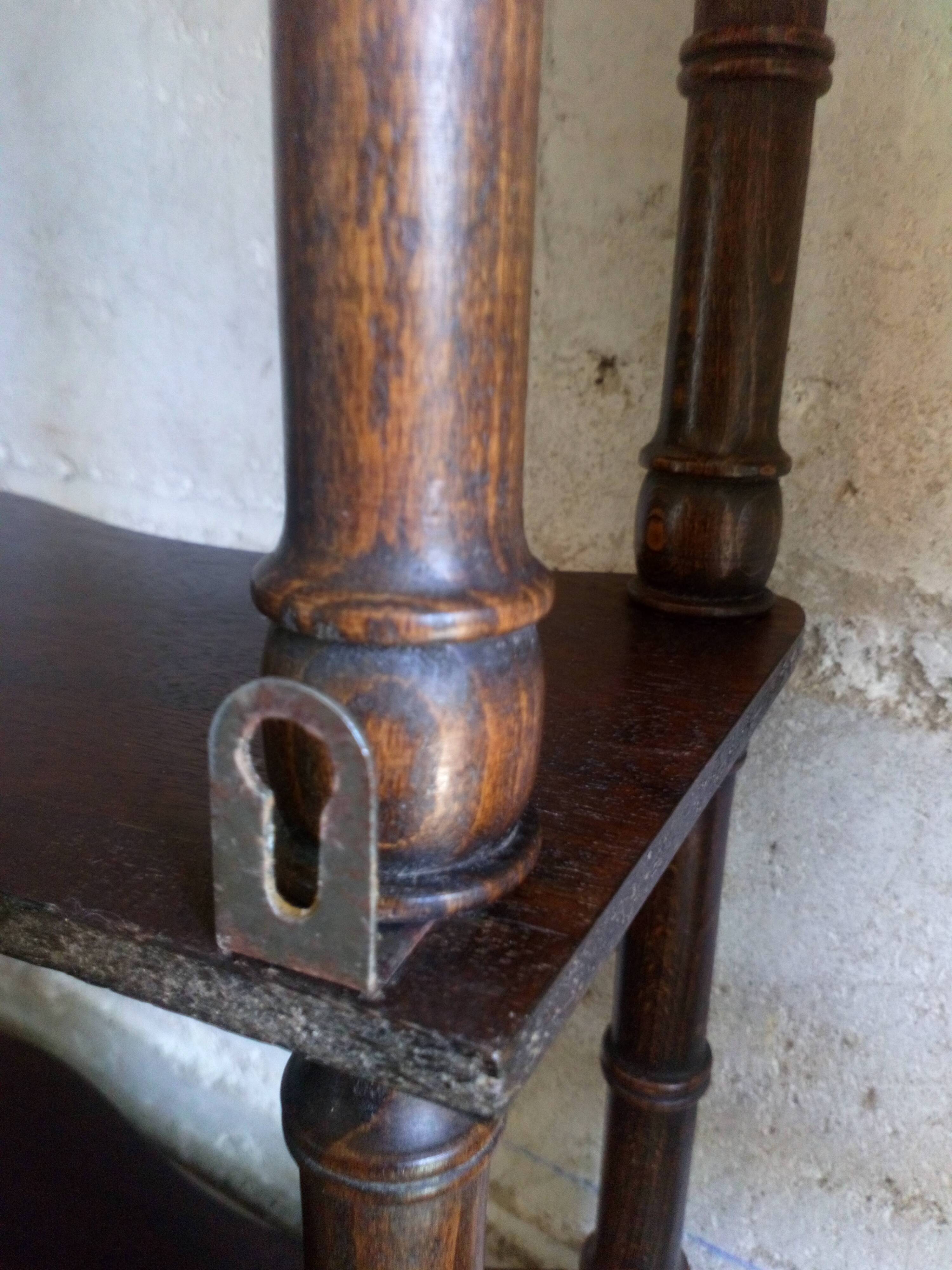 Old wooden shelf turned to hang