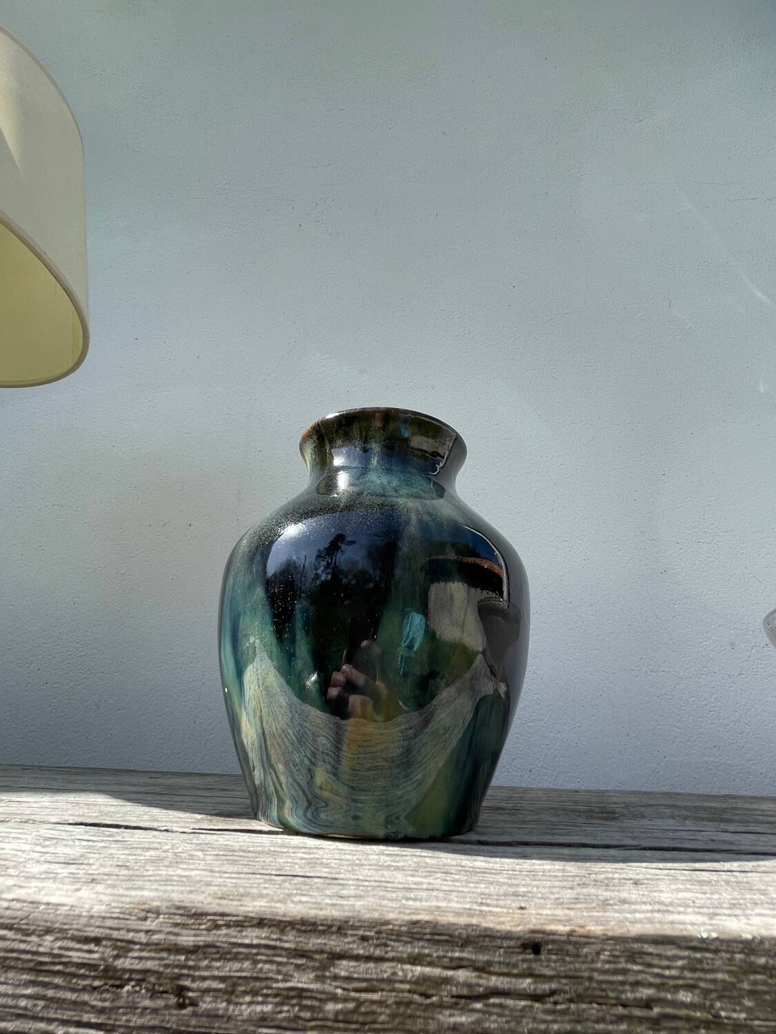 Signed ceramic flamed vase
