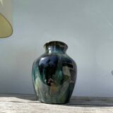 Signed ceramic flamed vase