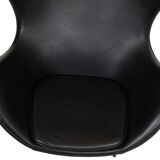 Fauteuil Egg en cuir noir d'Arne Jacobsen pour Fritz Hansen