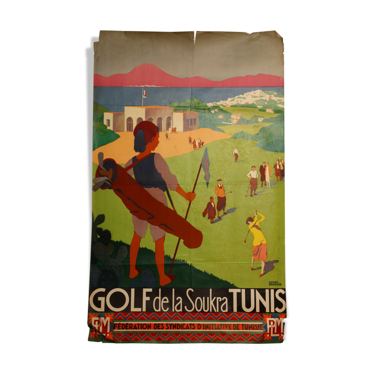 Affiche Roger Broders golf de la soukra Tunis plm Vaugirard 1932