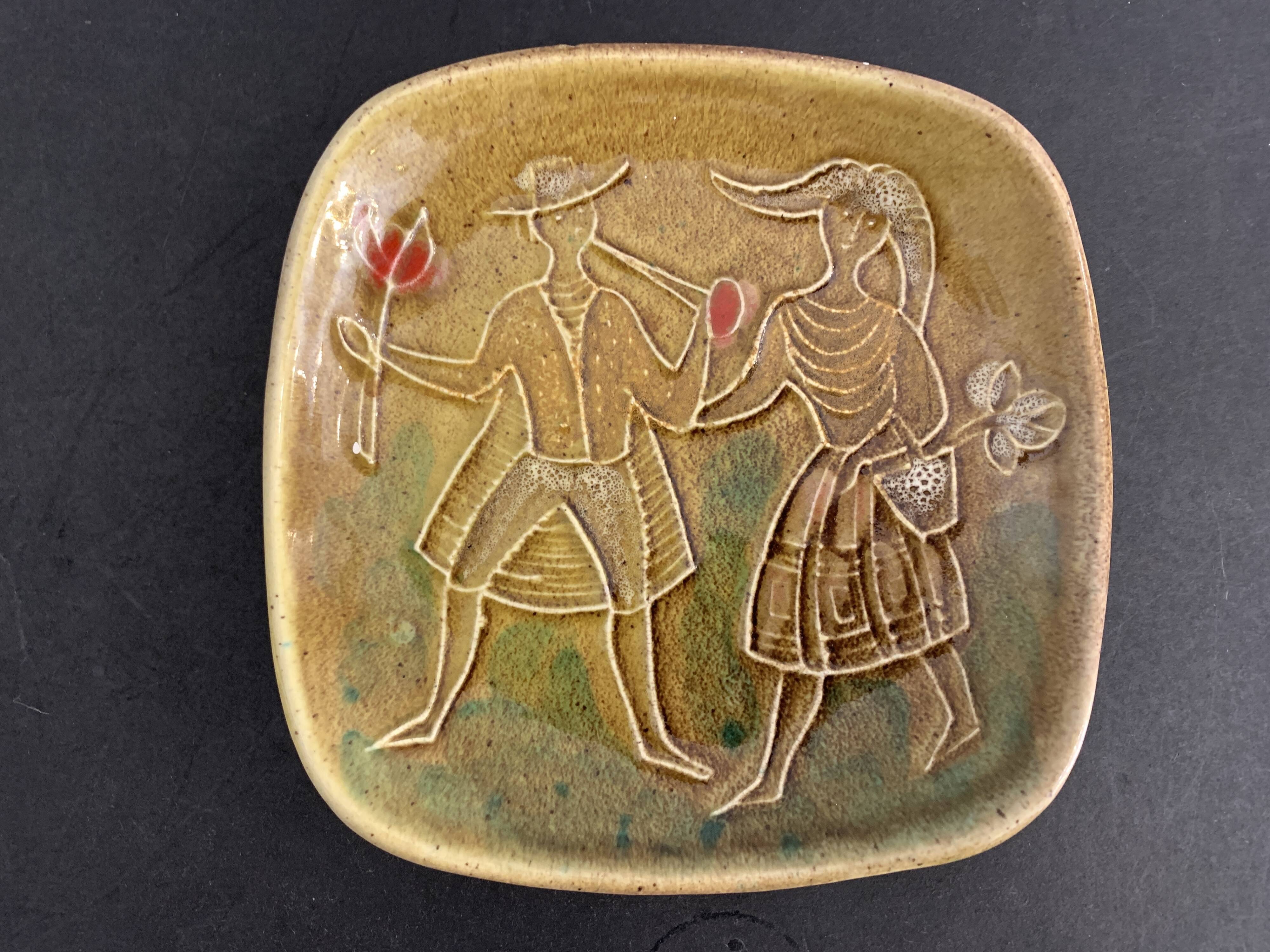 Ceramic trinket bowl Italian numbered, Alessio Tasca, mid Century