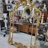 Golden wooden glazed mirror ref mart