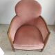 Armchair art deco pink velvet trim