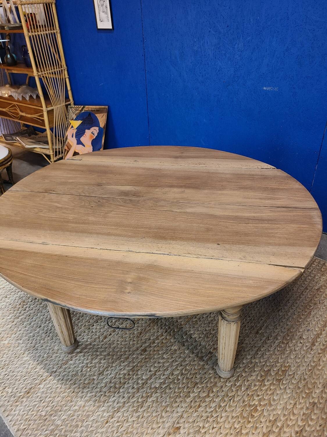 Vintage farmhouse coffee table with flaps