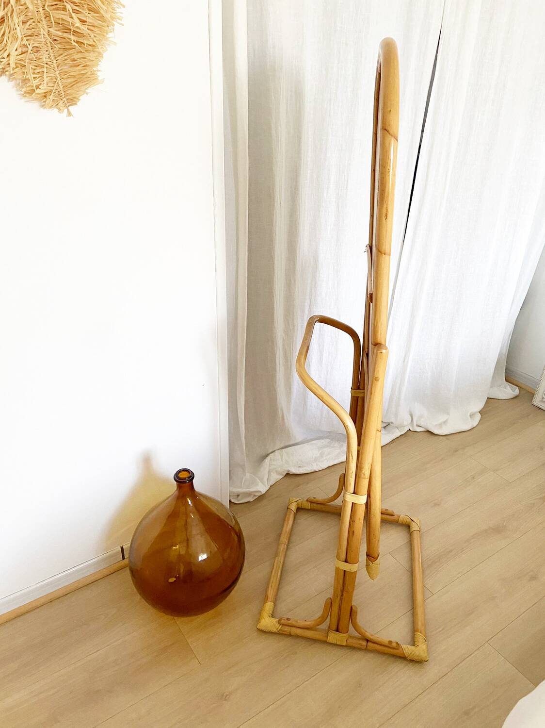 Vintage bamboo psyche mirror